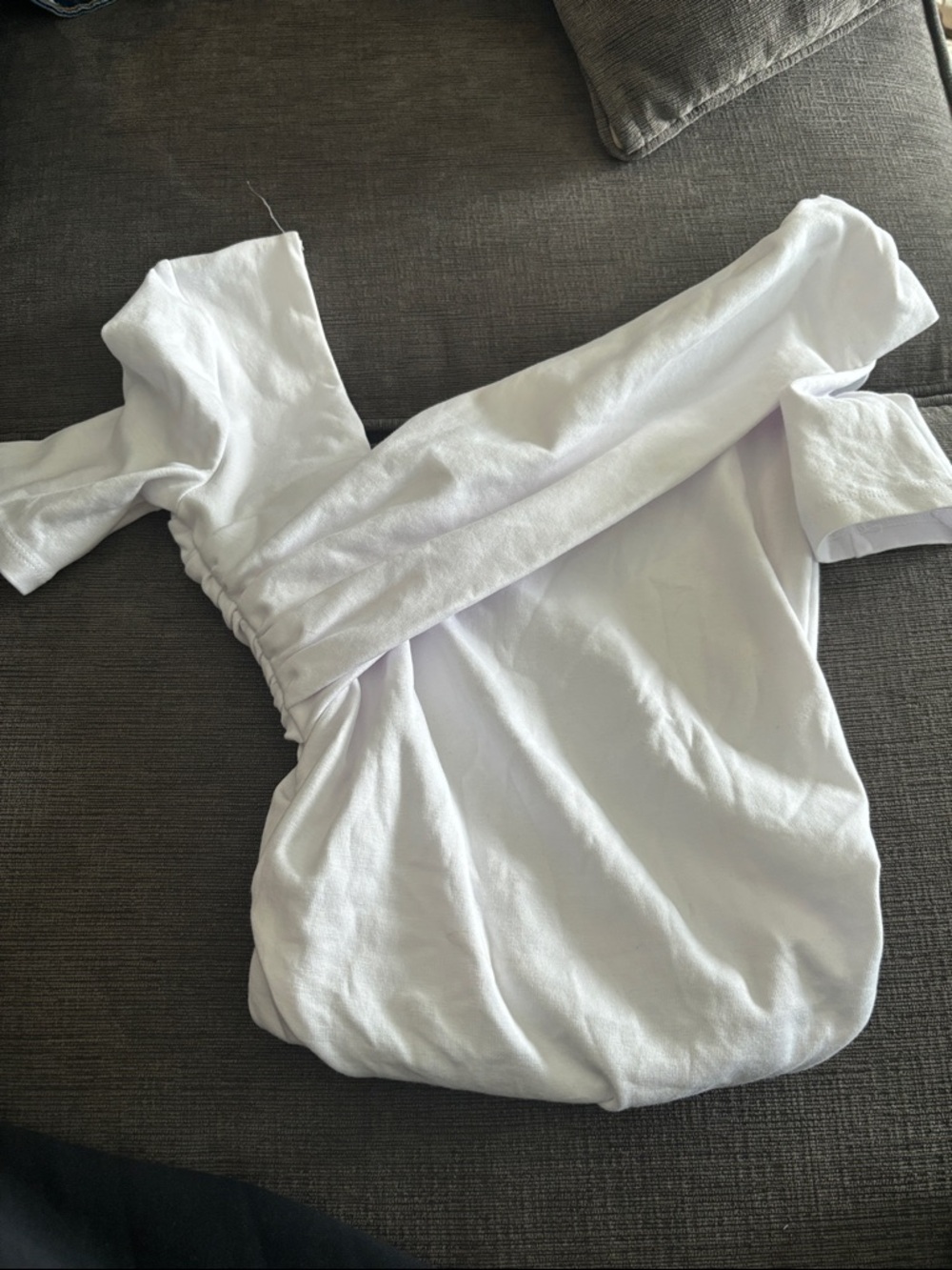 Zara White Off-Shoulder Ruched Top - Picture 3 of 4